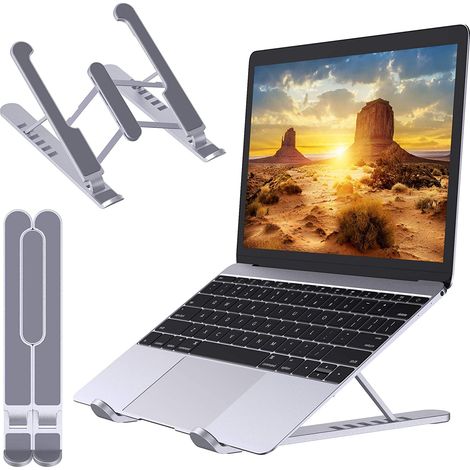Support d'Ordinateur Portable Pliable Support PC Tablette Réglable Antidérapant de 7 à 17 pouces Gris