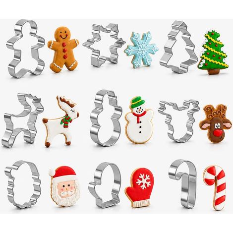 9-teiliges Set mit Weihnachtsplätzchenausstechern – Stern, Baum, Engel – für Plätzchen, Fondant, Teig, Sandwiches und weihnachtliche Backprojekte (1/4)