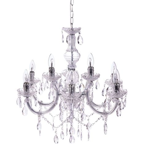 Lustre Glamour en Acrylique avec 6 Ampoules Luminaire Chambre Salon Transparent Kalang (1/5)