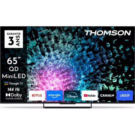 Thomson – Téléviseur LED 65 pouces UHD Mini LED – Smart TV avec 4 ports HDMI – Classe énergétique A – 65MG7C15