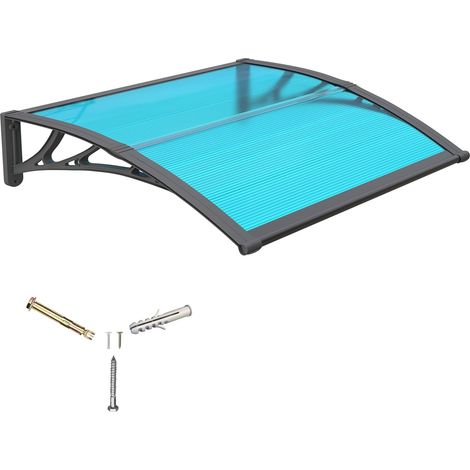 Auvent de Porte d'entrée 80x100cm Toit Marquise en Polycarbonate Porte Résistante Toit Abri Protection Contre La Pluie et UV (1/5)