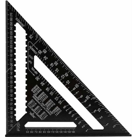 Professioneller metrischer Dreieckswinkel, 30 cm/300 mm, hochpräziser Zimmermannswinkel, Winkelmesser aus Aluminiumlegierung für Holzbearbeitung, Schnellwinkel-Holzmesswerkzeug, Schwarz (1/4)