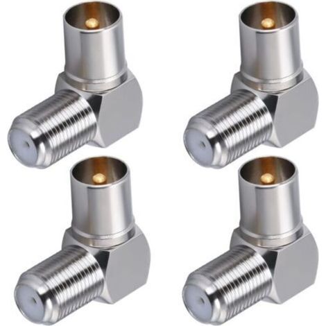 4 Pièces Connecteur Coaxial d'Antenne TV à 90 Degrés Prise Mâle vers F Femelle Adaptateur à Angle Droit pour Câble Satellite (1/5)