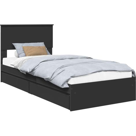 Maison Exclusive - Lit de Rangement avec tiroir Noir 90 x 190 cm Bois d'ingénierie