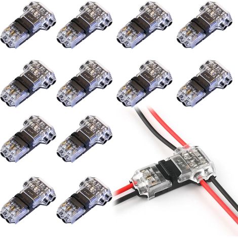 CCYKXA 12 Stück elektrische Steckverbinder, Abzweigverbinder, 3-Wege-2-Pin-Steckverbinder für Automobilanwendungen, T-Haken-Spannverbinder, lötfrei, wasserdicht, für 20/22 AWG elektrische Kabel (1/5)