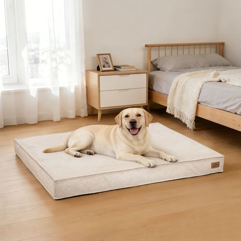 BingoPaw Orthopedic Dog Bed Premium Comfort Foam Filled Crate Pet Mattress Restful Sleep - Beige XX Large 118x89x12cm