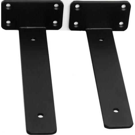Supports d'étagère - 2 Pièces - Supports d'étagère flottants - Suspension type T - Fer - Cadre de support - Support mural - Équerres d'étagère - Supports d'étagère avec vis - Accessoires de meubles - (1/5)