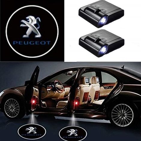 2 Pcs Porte De Voiture Sans Fil Led Bienvenue Laser Projecteur Logo Lumière Lampe Fantôme Ombre Lumière Logos -(Peugeot) - (1/4)
