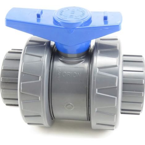 Interplast – Vanne piscine 63mm à coller double union démontable – PN16 – PVC – Température de service 0°C à 60°C – Raccordement F/F