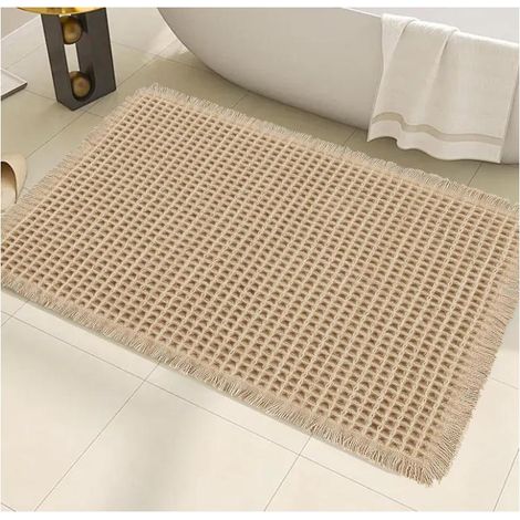 Tapis de Bain gaufré Antidérapant Super Absorbant - Lavable en Machine - Taille adaptée salle de bain (1/5)