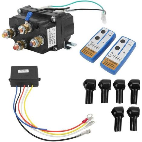 Relais de treuil électrique professionnel enduit de poudre de surface noire DC 12V 250A pour 2000lb-5000lb ATV UTV