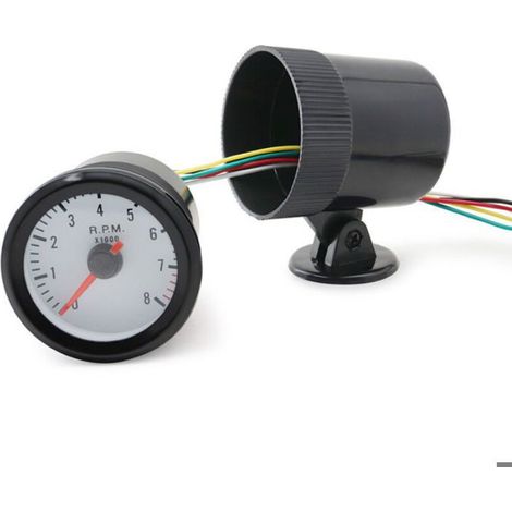 Tachomètre Tacha Gauge avec porte-portefeuille noir pour voiture automatique 2 '' 52 mm 0-8000rpm Lumière LED bleue (1/5)