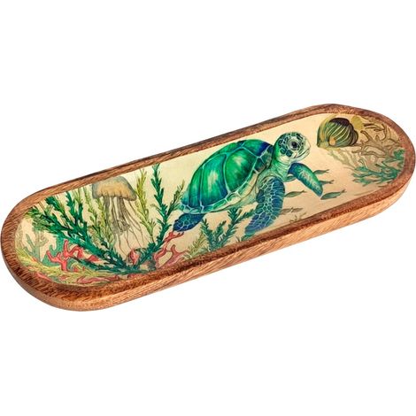 Signes Grimalt Bandeja De Decoración Novedad  Bandeja Tortuga Novedad Beige 10x30x2cm 39341 (1/5)