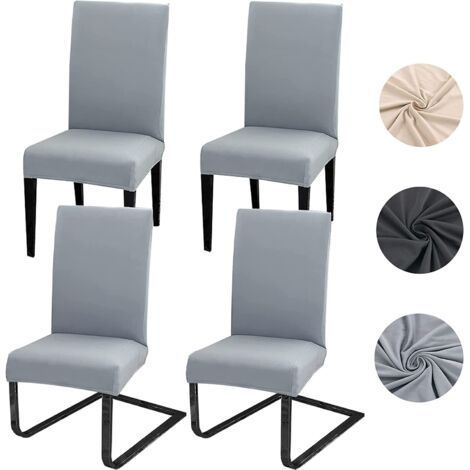 Housses de chaise, grises Lot de 4 housses de chaise élastiques Housses de chaise de salle à manger amovibles et lavables (1/5)