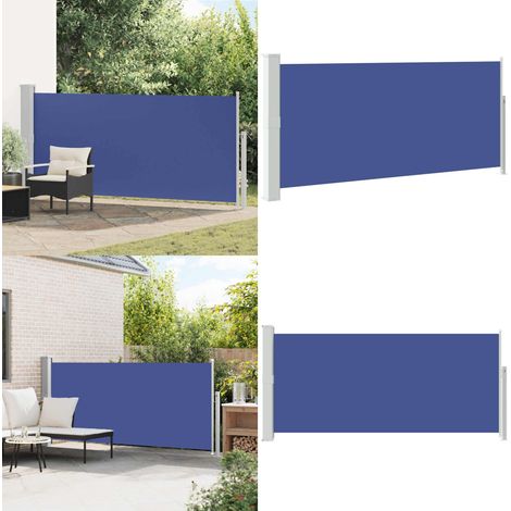 Auvent latéral rétractable 140 x 300 cm Bleu - Parasol - Auvent De Jardin - Protection Solaire - Abri Extérieur - Voile D'ombrage - Home & Living
