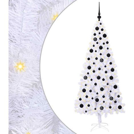 Sapin de Noël artificiel avec 300 lumières LED blanches, 180 cm de haut, en PVC et acier. (1/5)