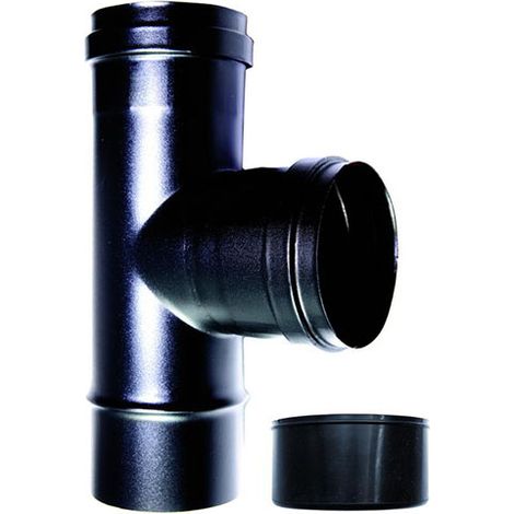 Conector en T para caldera 90 fm-f DN 100 mm esmaltado 600 grados estufa de pellet tubo negro CE Hecho en Italia