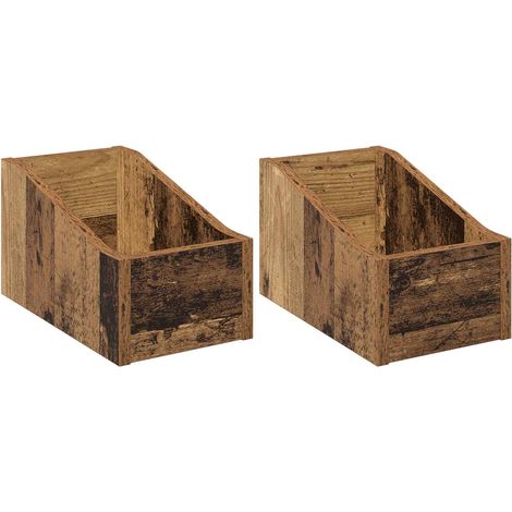 Boîte à disques LP 2 pc Bois ancien 18 x 32 x 18 cm vidaXL