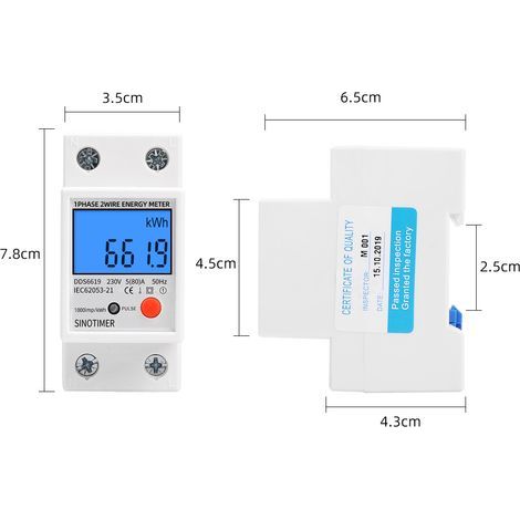 Sous compteur électrique monophasé, 80A max modulaire, Simple tarif, Affichage LCD. (1/3)