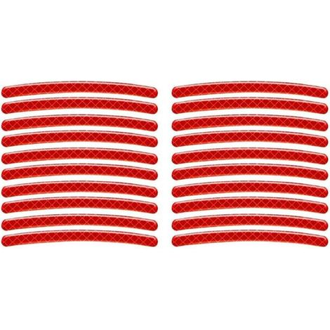 20 pièces Autocollants pour voiture, PVC, Améliorent la visibilité, Pour voitures, vélos et motos, 9 x 0,7 cm, Rouge (1/5)