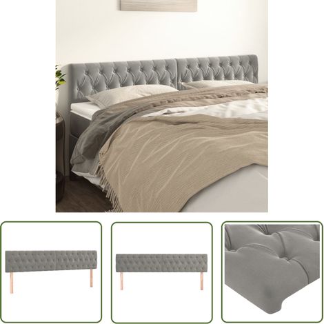 The Living Store Têtes de lit 2 pcs Gris clair 100x7x78/88 cm Velours - Tête De Lit - Tête De Lit Velours - Meuble Chambre - Literie - Décoration Chambre (1/5)