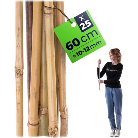 Soporte de bambú para plantas, 60 cm de largo, 10/12 mm de diámetro, 25 unidades, material ecológico, versátil para diversas plantas. (1/5)