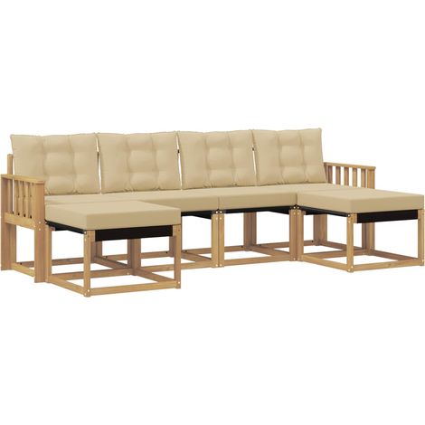 vidaXL Ensemble de canapés d'extérieur 6 pc Blanc et Beige (1/5)