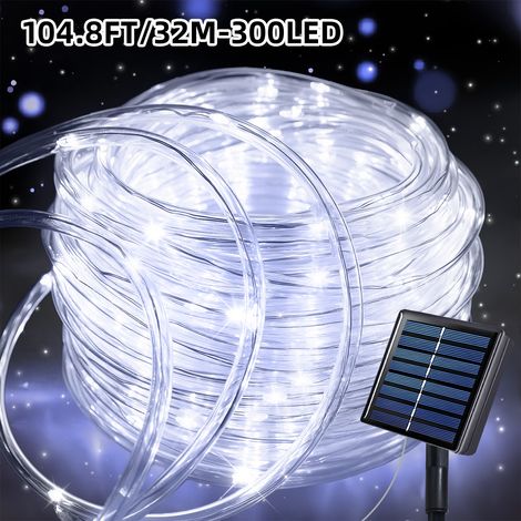 Guirlande lumineuse solaire tubulaire de 300 LED, décorations lumineuses de Noël étanches pour jardin et terrasse d'extérieur (1/5)