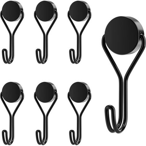 Magnetische Haken 6er-Set schwarz extra stark für Küchenutensilien Schlafzimmerschränke Büroschränke Kühlschränke zum Aufhängen von Dekolichtern (1/5)