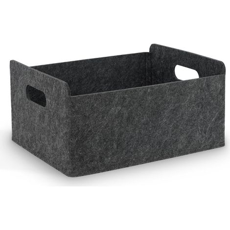 Panier de Rangement en Feutre Épais Résistant - Organisateur Dressing pour Armoires/Étagères, Boîte de Stockage pour Maison/Bureau/Papier A4, Noir ( 1 Pièce ) (1/5)