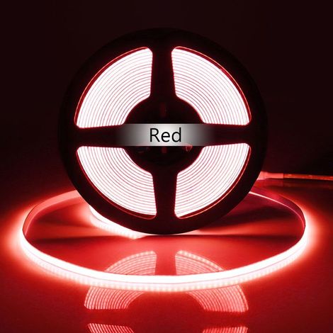 3 m Bande LED COB, néon souple haute densité, rouge — déco murale TV, chambre et extérieur