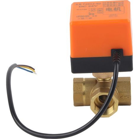 Vanne à Bille Motorisée 3 Voies Laiton DN20 G3/4 pour Système de Climatisation 24V CC (1/5)
