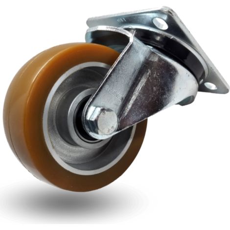 Rueda giratoria, juego de carro, 100 mm, 250 kg, jtau 1002, aluminio-poliuretano (1/5)
