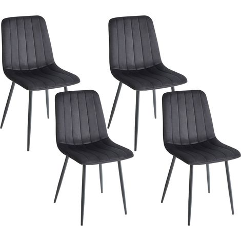 Esszimmerstuhl 4er Set KALISPELL Samtstoff Schwarz (1/5)