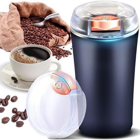 200W Moulin à café électrique avec couteau à percussion en acier inoxydable, broyeur en céramique en déplacement, grossièreté réglable, couteau à battre en acier inoxydable, café filtre, expresso (1/5)