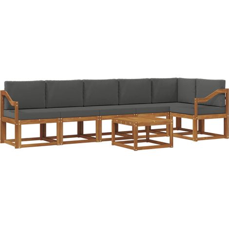 Set di divani da esterno con cuscino 7 pcs Naturale e Antracite vidaXL (1/5)