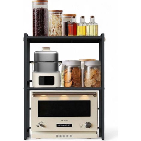 DanDiBo Verstellbares Küchenregal für Arbeitsplatte Schwarz Stehend 3 Stufig 40-64 cm Regal Küche 96614 Standregal (1/5)