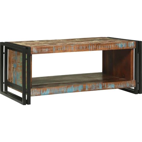 Table basse Table de salon Table de café Multicolore 90 x 50 x 38 cm Bois Recyclé Solide (1/5)