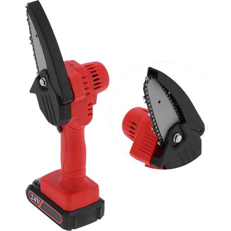 Mini tronçonneuse électrique sans fil FYD-003 rouge, scie à bois de jardin, outil d'élagage, chargeur inclus, prise UE 110-240V (1/5)