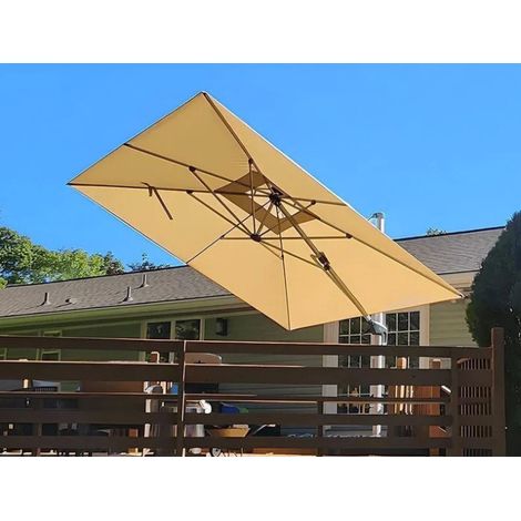 Parasol Déporté avec LED Solaire 3x3 m – Carré, Inclinable, Toile Anti-UV (1/5)