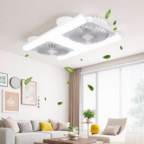 Ventilateur de plafond rectangulaire - 60W - 3 vitesses - avec télécommande - E27 - convient aux salons et aux chambres.