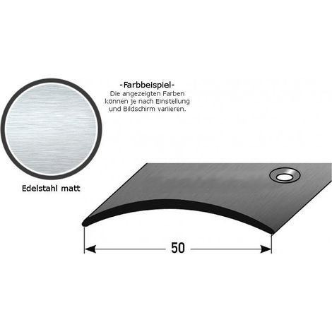 Übergangsprofil "Emmen" / Übergangsschiene / 50 mm / mittig gebohrt / Typ: 155 (Edelstahl matt, 1,5 mm Stäke)-1000-seitlich gebohrt