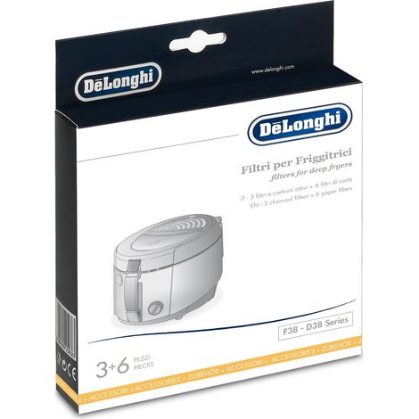Delonghi kit 3 filtri olio friggitrice rotofry perfect clean F38436 F38233