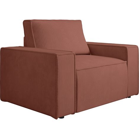 Fauteuil en velours côtelé rose AMELIA
