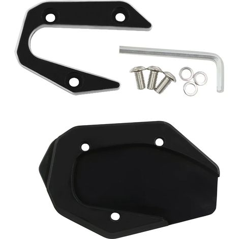 Béquille latérale CNC (noire, sans logo) compatible avec les motos Yamaha MT-03, MT-25 et R3 (2017-2021). Plaque d'extension et coussinet de réglage Maxpower. (1/4)