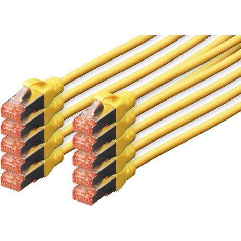 "DIGITUS Câble LAN Cat 6-5m - 10 pièces - RJ45 Câble réseau - S/FTP Blindé - Compatible Cat 6A & Cat 7 - Jaune"