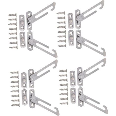 Lot De 4 Pinces De Sécurité Pour Fenêtre Coulissante Verrou De Sécurité Limiter De Fenêtre Coulissante Argent (1/5)