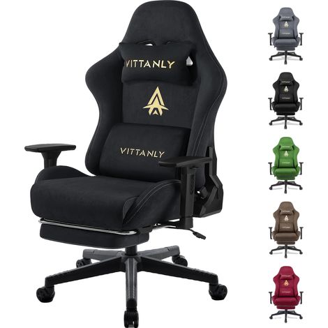 Sedia da gaming ergonomica, braccioli regolabili, schienale regolabile da 90° a 155° (1/2)
