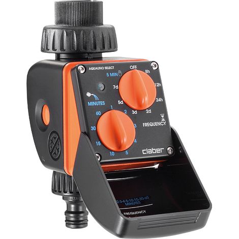 Claber – Programmateur arrosage automatique 1 voie – 63 programmes – Alimentation 9V – Raccord robinet 20-27mm – Étanche jusqu'à 10 bars (1/8)