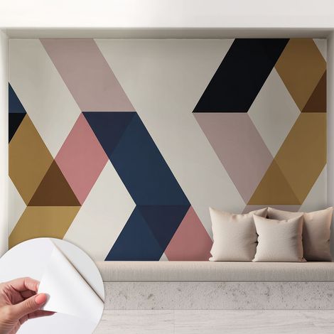 Papier peint adhésif décoratif pour salon chambre et cuisine Facile à poser avec colle Losanges colorés 208x146 cm (1/5)